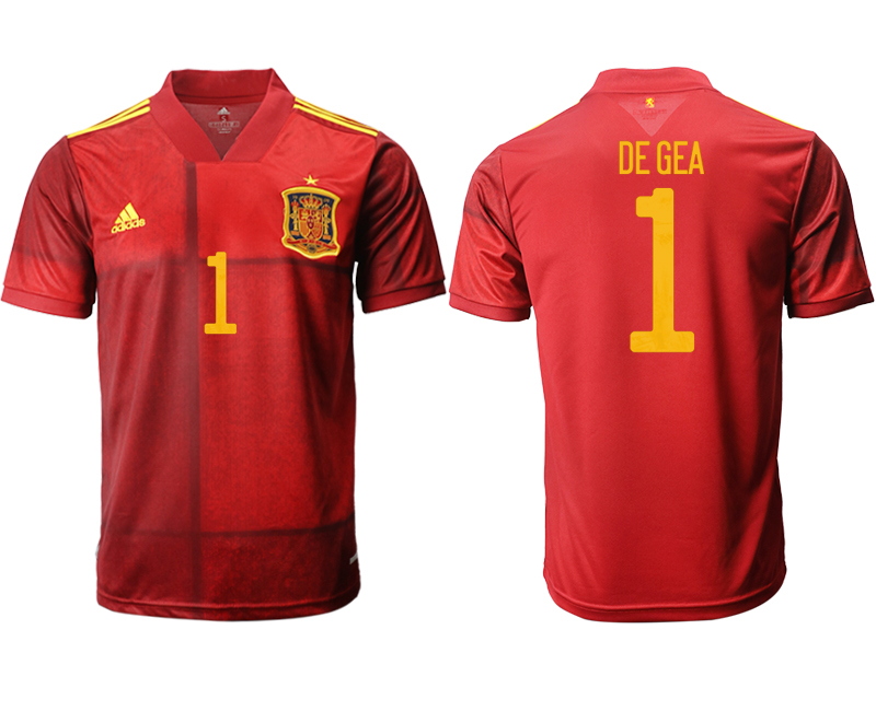 Men 2021 European Cup Spain home aaa version red #1 Soccer Jersey->customized soccer jersey->Custom Jersey
